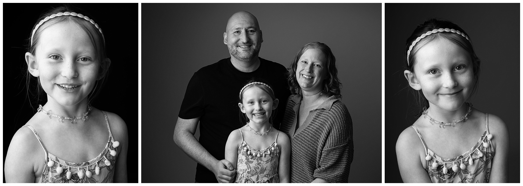 Black and White photographs of a family photoshoot in Durham